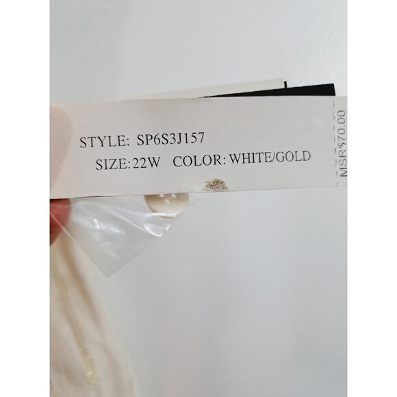 Larry Lavine Woman New! Cream Gold Cropped Pant Size 22W Linen Blend - Picture 6 of 8